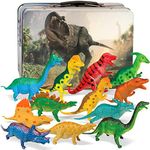 3 Bees & Me Dinosaur Toys for Kids 3-5 & 5-7 Boys & Girls - 12 6" Fun Prehistoric Animal Action Figures with Storage Box, Age 3+, Girls & Boys Dinosaur Toys for Toddlers & Kids