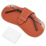 CREATCABIN Leather Glasses Case Portable Sunglasses Pouch Travel Lightweight Slim Squeeze Eyeglasses Holder Bag with Suede Fiber Cleaning Cloth for Women Men Chocolate