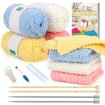 Aeelike Knitting Starter Kit for Adults - Knitting for Beginners Kit - Make Your Own Dishcloth - Knitting Kit with Yarn, Instructions, Knitting Needles and Yarn Needle - Knitting Gift Set for Knitters