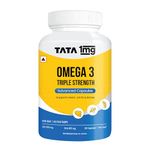 TATA 1mg Triple Strength Omega 3 Fish Oil Capsules 1250mg | Advanced High Strength Omega 3 supplement with 560mg EPA & 400mg DHA | For muscle recovery, heart & joints | Pack of 60