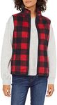 Amazon Essentials Women's Full-Zip Polar Fleece Vest, Red/Black Large Buffalo Plaid, Small