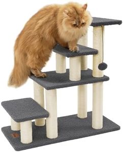 Pawque Dog Stairs & Cat Scratching Post Pet Steps for High Bed Couch, High-Strength Boards Hold up to 150 lbs for Indoor Small Cats Kittens Dogs Climbing Playing, 4 Combination Options, 4 Steps-Grey