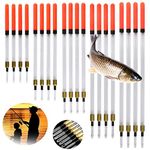 5 Size Fishing Floats Fishing Tackle Floats Fishing Waggler Floats Straight Insert Fishing Transparent Pipe Drift Loaded Coarse Tube Match Pleasure Lake Thin Thick Tips for Fishing Supplies (20PCS)