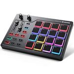 Donner MIDI Pad Controller Keyboard USB Type-C, Professional Drum Pad Machine Beat Maker with 16 Pads, MIDI out, 2 Assignable Fader and Knobs (STARRYPAD MINI, Black)