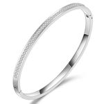 Shining Diva Fashion Latest Stylish Stainless Steel Crystal Gift Bracelet for Women and Girls (15834b)(Silver)