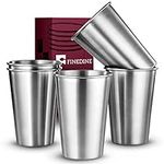 FineDine Premium Grade Stainless Steel Pint Cups Water Tumblers (5 Piece) Unbreakable, Stackable, Brushed Metal Drinking Glasses, Chilling Beer Glasses, for Travel, Outdoor, Camping, & Everyday, 16 Oz