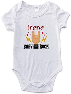 LolaPix Body bebé divertido personalizado con nombre. Regalos personalizados para bebés. Bodies personalizados manga corta. Varias tallas. Roquero