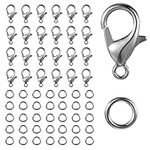 Caromoriber House 250pcs Lobster Claw Clasps With Open Jump Rings Set,jewelry Bracelet Connectors Necklace Clasp Bracelet Clasp Jump Rings For Jewelry Making (silver)