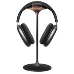 Headphone Stand, Walnut Wood & Aluminium Headset Stand, Nature Walnut Gaming Holder for AirPods Max, Beats, Bose, Sennheiser, Sony, Audio-Technica and More (Black)