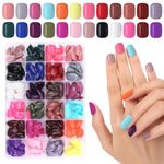 576 Pieces Colorful Short False Nails Round EBANKU Fake Nail Full Cover Artificial Acrylic Nails Tips Press on Nails for Women Girls DIY Nail Art Design (24 Colors)