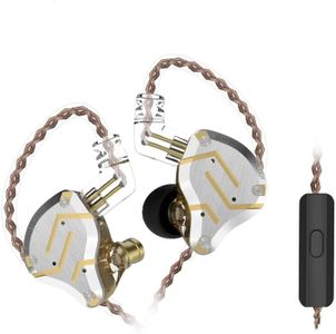 KZ ZS10 Pro 4BA+1DD Wired Earbuds Headphones Noise Isolating in-Ear Earphones with Microphone Remote with 3.5mm Plug in Audio Jack in Ear Monitor with Detachable 2 pin Cable (Gold, with Mic)