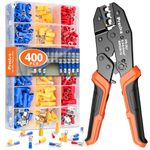 Preciva Crimping Tool Kit for Insulated Wire Connectors, AWG20-10 Ratcheting Wire Terminal Crimper with 400Pcs Insulated Wire Connectors