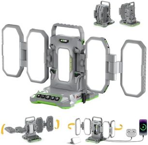 Azocek 10,000LM Portable LED Work Light Compatible with Dewalt 20V Battery, 6 Brightness + Boost Mode, 5 Color Temps, Foldable 4-Panel with Detachable Mini Light, Tripod Mount & Hook (Tool Only)