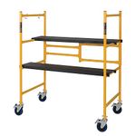 MetalTech 4 Foot High Portable Adjustable Platform Basic Mini Mobile Scaffolding Ladder with Locking Wheels