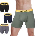 SUMABA Long Leg Men Underwear Boxer Briefs Fly with Pouch No Ride Up Bamboo Underpants for Men Breathable, 4 Pack-02