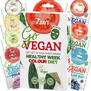 7Days Maschera Viso in tessuto per la Cura della Pelle Vegane - Set regalo di Maschere Viso Biologiche Idratanti, Nutrienti - Skincare Coreane Naturali per la Bellezza per Donne, 7 pezzi