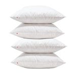 Lancashire Textiles Cushion Pads Generously Filled With Ethically Sourced Duck Feathers Encased In Pure Cambric Cotton Cover 4 Pack 18" x 18" (45cm) - 100% Downproof Cotton Cover - Made in UK