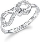 WIOY Sterling Silver Infinity Ring - Women Promise Rings for Her, Metal, Cubic Zirconia