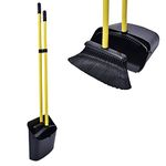 Jekayla Long Handled Dustpan and Brush, Broom and Dustpan Set, Household Dust pan Combo with 54 Inch Handle for Indoor Outdoor Household Cleaning and Sweeping (Black)