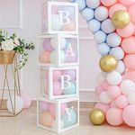 CON GRADS Baby Clear Boxes with Letters for Gender Reveal Decorations Transparent Baby Blocks Baby Shower Favor Box Decorations