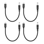 4Pcs Short DC 5.5mm x 2.1mm to Micro USB Power Cord 6inch, DC 5521 Male to Micro USB Male Plug 5V 3A Power Charging Cable Extension Cord, for Small Fan, Bedside Lamp Etc Other Micro USB Equipment