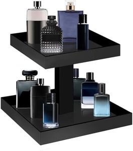 Black Perfume Display Organizer Tray - Acrylic 2-Tier Bathroom Countertop Organizer Vanity Trays Makeup Storage Shelf Holder for Cosmetic Dresser Table Cabinet Kitchen