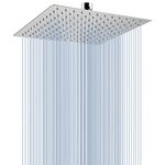 Voolan 10" High Pressure Rain Shower Head, Square Shower Heads Made from 304 Stainless Steel, Comfortable Shower Experience Even at Low Water Flow, Chrome