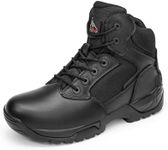 NORTIV 8 Mens Military Tactical Work Boots Side Zipper Lightweight 6 Inches Hiking Motorcycle Combat Boots 15 Wide ALLOY-W, Black-a