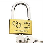 EDSG Personalised Engraved Padlock Wedding | Annivesary Gift | Present Love Lock Comes in Gift Box Hand Finished in UK(Linked Hearts)