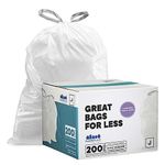 Plasticplace White Drawstring Lavender and Soft Vanilla Scented Garbage Can Liners │Code J Compatible (200 Count) │ 10-10.5 Gallon / 38-40 Liter │ 21" x 28"