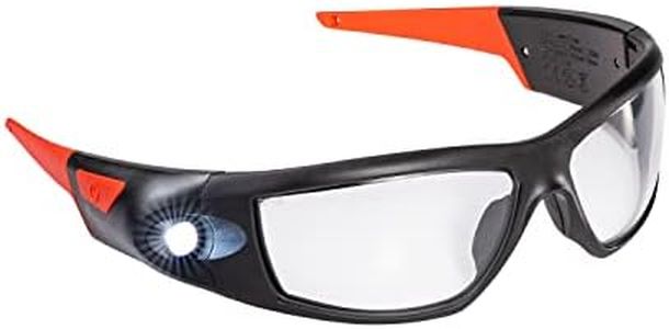 CoastSPG500 Rechargeable Lighted LED SafetyGlasses,Bulls-Eye Spot Beam,ANSI Z87Standards, 2Scratch Resistant Lenses (Clear,Yellow) Included, UVProtection, Protective Carrying Case Included (Black/Red)