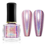 BORN PRETTY Holographic Nail Polish Pink Nail Polish Magic Rainbow Effect Nail Varnish Lacquer Holo Glitter Super Shine Nail Art Polish 10ml