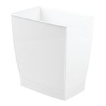 iDesign Spa Rectangular Trash Can, Waste Basket Garbage Can for Bathroom, Bedroom, Home Office, Dorm, College, 2.5 Gallon, White