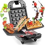 Duronic Waffle Maker WM32, Deep Fill Single Waffle Iron with DETACHABLE PLATES, 650W, Non-Stick for Easy Cleaning, Automatic Temperature Control, Cooks Homemade Belgian Waffles for Breakfast/Dessert