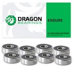 Fireball Dragon Precision Bearings for Skateboards, Longboards, Inline Skates, Roller Skates (ENDURE 8-Pack, 608 bearing)