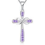 YL Women's Cross Necklace Sterling Silver Infinity Crucifix Pendant Created Amethyst Criss Jewelry