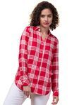 Hive91 Women's Red/White Rayon Plaid Casual Shirt with Full Sleeves