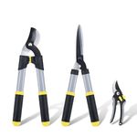 Colwelt Garden Shears Set 3PACK Lightweight, Compact Garden Loppers Shear Set with 42cm Bypass Branch Cutters & Hedge Clippers & Garden Secateurs, Tree Shrub Care Kit for Pruning with Soft Grip Handle