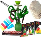 2 Hose Hookah Neon, 12" Height, Cute Shape only Assorted 1 Hookah include 25 foil Paper, Assorted 1 Flavor, Charcoal roll, 5 Tips, Tong, Assorted color, - (2 Hose Same Like Picture & Assorted Flavor)