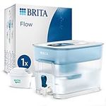 BRITA Flow XXL Water Filter Tank (8.2L) incl. 1x MAXTRA PRO All-in-1 cartridge - fridge-fitting dispenser for families and offices - now in sustainable Smart Box packaging, blue