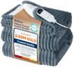 Bedsure GentleSoft Electric Blanket Full Size - Soft Ribbed Flannel Heated Blanket, Heating with 6 Time Settings (Up to 10H), 6 Heat Settings & 8Hr Timer Auto Off, Gifts for Grandma (72"x84", Grey)
