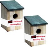 H-line 2 x WOODEN NESTING NEST BOX BIRD HOUSE SMALL BIRDS BLUE TIT ROBIN SPARROW