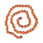 Genuine Baltic Amber Necklace - Raw not Polished Beads - Cognac Color - Knotted Between Beads - Sizes from 28 to 36 CM (Cognac, 42)