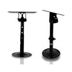 Pyle Speaker Wall Ceiling Mount Stand - Black Speaker Mounting Bracket w/ Adjustable Swivel Tilt, Retractable Telescopic Arm - Home Surround Sound System Bookshelf Satellite Speakers - PSTNDC31 (Pair)