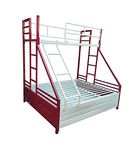 s k grill art Metal Bunk Bed for Adults with Storage – Powder Coated Matte Finish (with Mattress, Bottom 5' x 6' & Top 3' x 6')