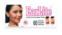 EarLite 60 Invisible Earring Ear-Lobe Support Waterproof Patches in ZipLock Pouch