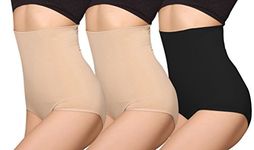 iloveSIA 3Pack High Waist Shapewear, 2420 Body Shaper, Tummy Control Waist Cincher, built with panties, Black/Nude/Nude, Medium