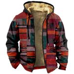 Mens Winter Jackets 2024 Casual Zipper Winter Jackets for Men Sweater Fashion Hooded Wool Coats Thicken Pocket Fall Jacket Chaud Manteau Homme Long Sleeve Hoodies Veste Homme Red 7XL D1