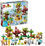 LEGO DUPLO Wild Animals of The World Toy 10975, with 22 Animal Figures, Sounds and World Map Playmat, Educational Animal Building Kit, Learning Toy, Gift for Toddlers, Girls, Boys 2-5 Year Old