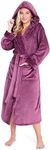 CityComfort Ladies Dressing Gown Fluffy Super Soft Hooded Bathrobe for Women Plush Fleece Perfect Loungewear Long Robe (M, Orchid)